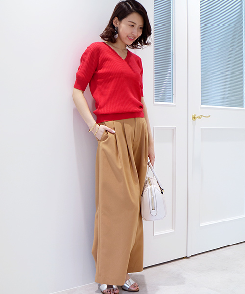 N.（N. Natural Beauty Basic）（エヌエヌナチュラルビューティーベーシック）の「ワイドリブ5分袖セットアップニット【セットアップ対応商品】（ニット/セーター・レディース・レッド/ネイビー/グレー/ホワイト/ホワイト系その他・MEDIUM）」の13枚目の写真