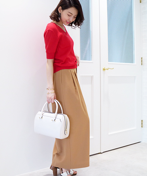 N.（N. Natural Beauty Basic）（エヌエヌナチュラルビューティーベーシック）の「ワイドリブ5分袖セットアップニット【セットアップ対応商品】（ニット/セーター・レディース・レッド/ネイビー/グレー/ホワイト/ホワイト系その他・MEDIUM）」の14枚目の写真