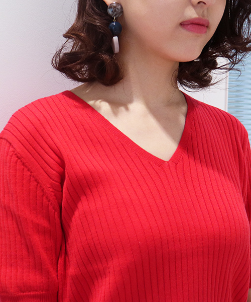 N.（N. Natural Beauty Basic）（エヌエヌナチュラルビューティーベーシック）の「ワイドリブ5分袖セットアップニット【セットアップ対応商品】（ニット/セーター・レディース・レッド/ネイビー/グレー/ホワイト/ホワイト系その他・MEDIUM）」の6枚目の写真