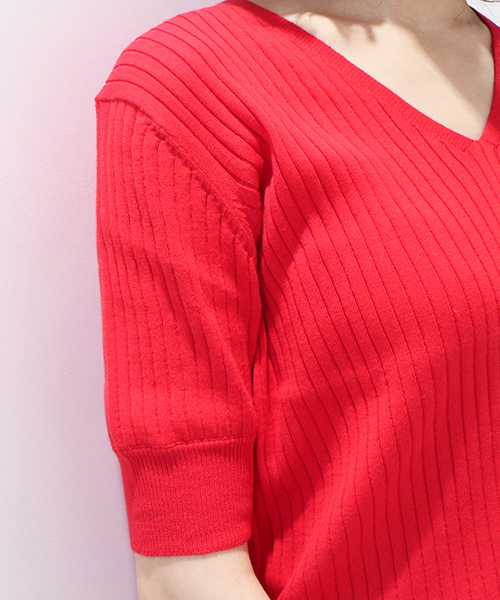 N.（N. Natural Beauty Basic）（エヌエヌナチュラルビューティーベーシック）の「ワイドリブ5分袖セットアップニット【セットアップ対応商品】（ニット/セーター・レディース・レッド/ネイビー/グレー/ホワイト/ホワイト系その他・MEDIUM）」の7枚目の写真