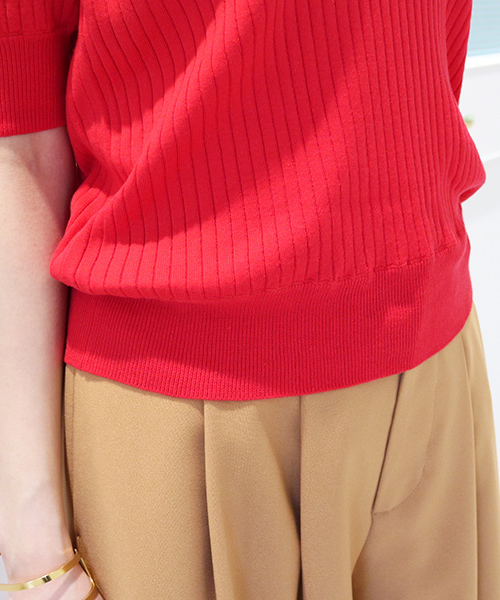 N.（N. Natural Beauty Basic）（エヌエヌナチュラルビューティーベーシック）の「ワイドリブ5分袖セットアップニット【セットアップ対応商品】（ニット/セーター・レディース・レッド/ネイビー/グレー/ホワイト/ホワイト系その他・MEDIUM）」の9枚目の写真