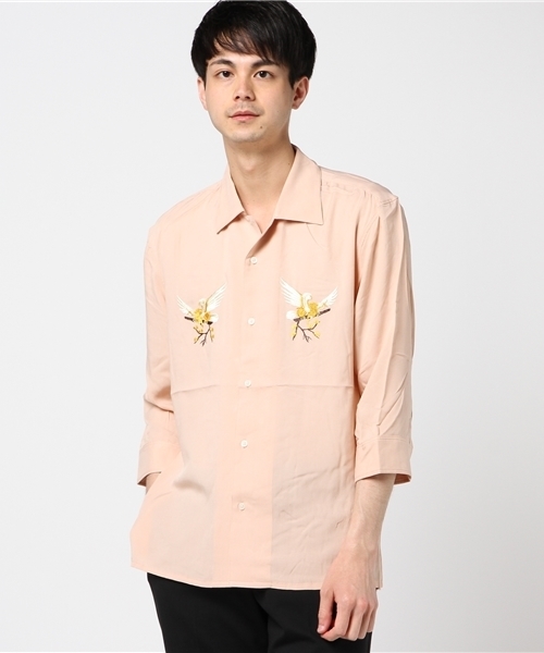 SHIPS JET BLUE（シップスジェットブルー）の「SHIPS JET BLUE: レーヨン スーベニア オープンカラーシャツ◇（シャツ/ブラウス・メンズ・ピンク/ベージュ/ネイビー・MEDIUM/LARGE）」の12枚目の写真