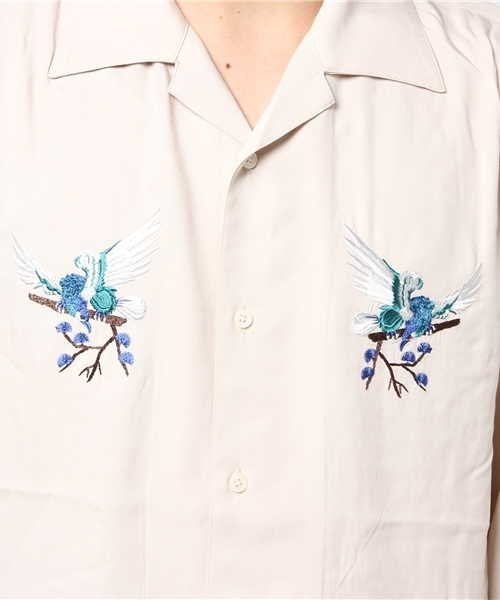 SHIPS JET BLUE（シップスジェットブルー）の「SHIPS JET BLUE: レーヨン スーベニア オープンカラーシャツ◇（シャツ/ブラウス・メンズ・ピンク/ベージュ/ネイビー・MEDIUM/LARGE）」の9枚目の写真