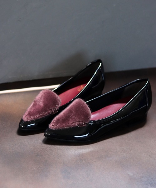 SESTO（セスト）の「ハラコ×パテントコンビのローヒールポインテッドトゥパンプス（パンプス・レディース・ボルドー/グレー/ダークブラウン/グリーン/ピンク/レオパード・25.5/22/23/23.5/24/24.5/22.5/24.5cm/24.0cm/23.0cm/23.5cm/22.0cm/22.5cm/25.5cm）」の5枚目の写真