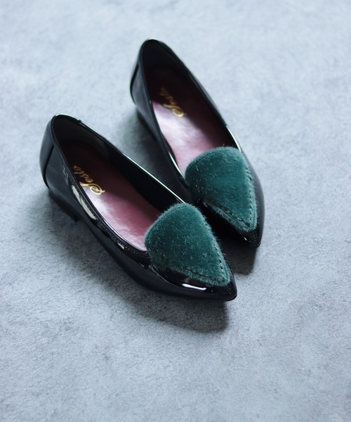 SESTO（セスト）の「ハラコ×パテントコンビのローヒールポインテッドトゥパンプス（パンプス・レディース・ボルドー/グレー/ダークブラウン/グリーン/ピンク/レオパード・25.5/22/23/23.5/24/24.5/22.5/24.5cm/24.0cm/23.0cm/23.5cm/22.0cm/22.5cm/25.5cm）」の4枚目の写真