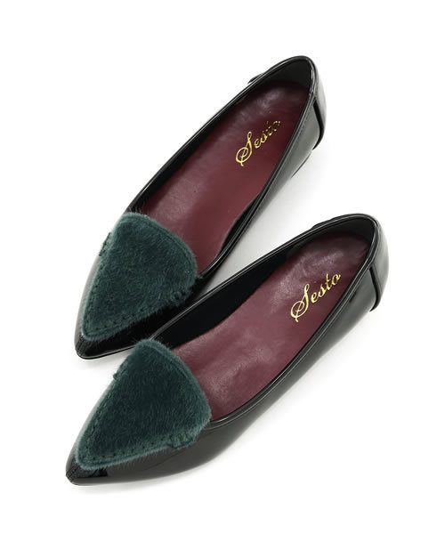 SESTO（セスト）の「ハラコ×パテントコンビのローヒールポインテッドトゥパンプス（パンプス・レディース・ボルドー/グレー/ダークブラウン/グリーン/ピンク/レオパード・25.5/22/23/23.5/24/24.5/22.5/24.5cm/24.0cm/23.0cm/23.5cm/22.0cm/22.5cm/25.5cm）」の13枚目の写真