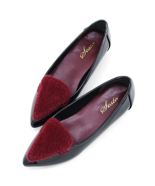 SESTO（セスト）の「ハラコ×パテントコンビのローヒールポインテッドトゥパンプス（パンプス・レディース・ボルドー/グレー/ダークブラウン/グリーン/ピンク/レオパード・25.5/22/23/23.5/24/24.5/22.5/24.5cm/24.0cm/23.0cm/23.5cm/22.0cm/22.5cm/25.5cm）」の15枚目の写真