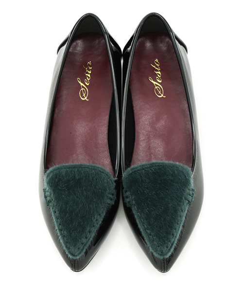 SESTO（セスト）の「ハラコ×パテントコンビのローヒールポインテッドトゥパンプス（パンプス・レディース・ボルドー/グレー/ダークブラウン/グリーン/ピンク/レオパード・25.5/22/23/23.5/24/24.5/22.5/24.5cm/24.0cm/23.0cm/23.5cm/22.0cm/22.5cm/25.5cm）」の17枚目の写真