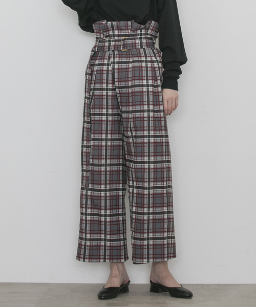 STUDIOUS(ステュディオス)の「フィブリルストレッチハイウエストタックパンツ(その他パンツ・レディース・マルチ/ブラウン/ブラック・0/1)」の1枚目の写真