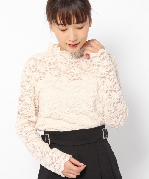 laboratory work（ラボラトリーワーク）の「起毛レースハイネックプルオーバー（Tシャツ/カットソー・レディース・ブラック/ベージュ/ブルー系その他・MEDIUM）」の2枚目の写真