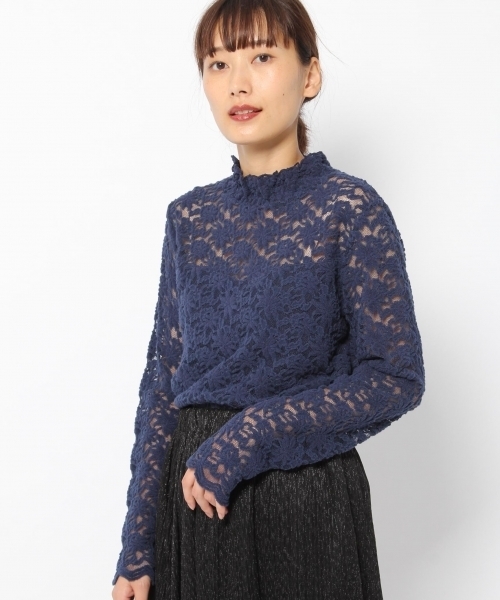 laboratory work（ラボラトリーワーク）の「起毛レースハイネックプルオーバー（Tシャツ/カットソー・レディース・ブラック/ベージュ/ブルー系その他・MEDIUM）」の3枚目の写真