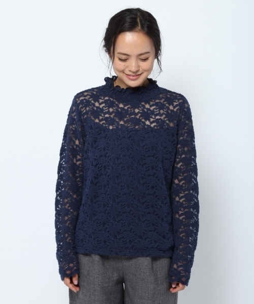 laboratory work（ラボラトリーワーク）の「起毛レースハイネックプルオーバー（Tシャツ/カットソー・レディース・ブラック/ベージュ/ブルー系その他・MEDIUM）」の16枚目の写真