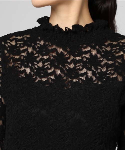 laboratory work（ラボラトリーワーク）の「起毛レースハイネックプルオーバー（Tシャツ/カットソー・レディース・ブラック/ベージュ/ブルー系その他・MEDIUM）」の8枚目の写真