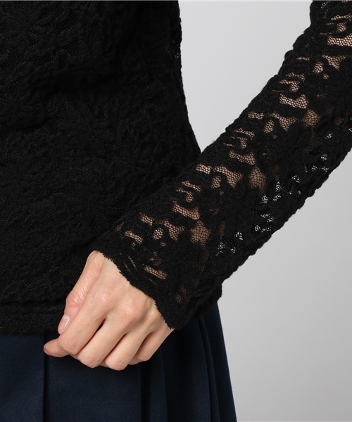 laboratory work（ラボラトリーワーク）の「起毛レースハイネックプルオーバー（Tシャツ/カットソー・レディース・ブラック/ベージュ/ブルー系その他・MEDIUM）」の5枚目の写真