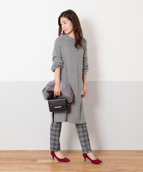 NATURAL BEAUTY BASIC（ナチュラルビューティーベーシック）の「【JJ 12月号掲載】＜ウォッシャブル＞サキソニーチェックパンツ（その他パンツ・レディース・グレー系その他/ダークネイビー・LARGE/MEDIUM/SMALL/X-SMALL）」の15枚目の写真