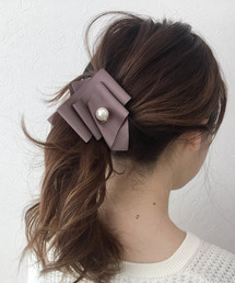 Three Four Time（スリーフォータイム）の「パールポイントグログランリボンバナナクリップ【フォーマル/入学式/卒業式/デイリー】（バレッタ/ヘアクリップ）」