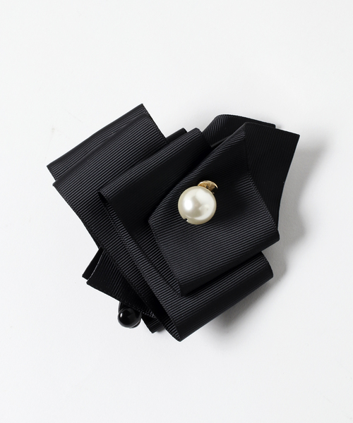 Three Four Time(スリーフォータイム)の「パールポイントグログランリボンバナナクリップ【フォーマル/入学式/卒業式/デイリー】(バレッタ/ヘアクリップ・レディース・ブラック/モカ/ピンク・FREE)」の7枚目の写真