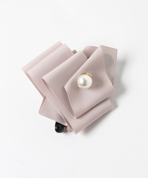 Three Four Time(スリーフォータイム)の「パールポイントグログランリボンバナナクリップ【フォーマル/入学式/卒業式/デイリー】(バレッタ/ヘアクリップ・レディース・ブラック/モカ/ピンク・FREE)」の5枚目の写真