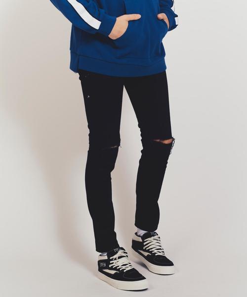 MONKEY TIME(モンキータイム)の「<monkey time> DISTRESSED ST/KATURAGI SKINNY/スキニーパンツ(デニムパンツ・メンズ・ブラック・LARGE/SMALL/X-LARGE/MEDIUM)」の1枚目の写真