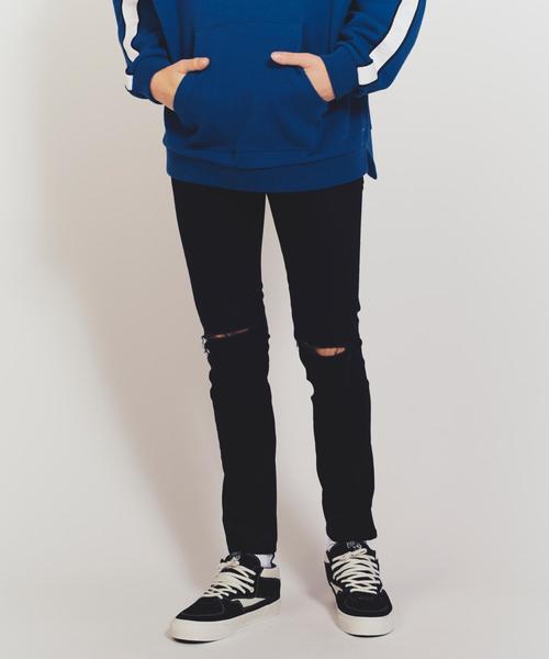 MONKEY TIME(モンキータイム)の「<monkey time> DISTRESSED ST/KATURAGI SKINNY/スキニーパンツ(デニムパンツ・メンズ・ブラック・LARGE/SMALL/X-LARGE/MEDIUM)」の2枚目の写真