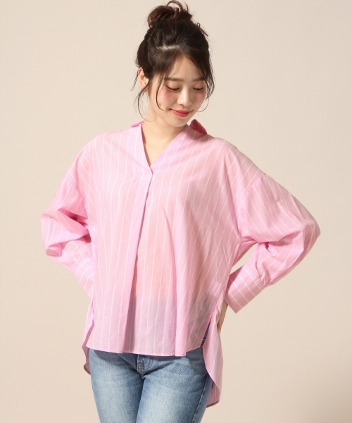 LOWRYS FARM(ローリーズファーム)の「スキッパーシャツ 784113 (シャツ/ブラウス・レディース・オフホワイト/ピンク/ホワイト系その他/ブルー・LARGE/MEDIUM)」の1枚目の写真