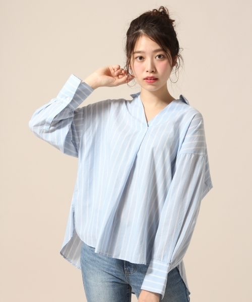 LOWRYS FARM(ローリーズファーム)の「スキッパーシャツ 784113 (シャツ/ブラウス・レディース・オフホワイト/ピンク/ホワイト系その他/ブルー・LARGE/MEDIUM)」の4枚目の写真