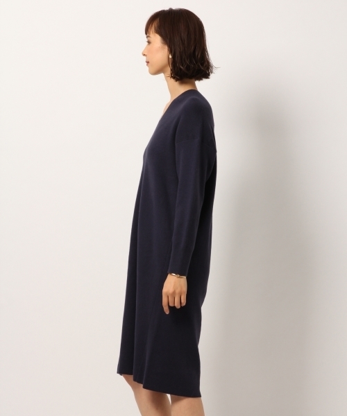 GLOBAL WORK（グローバルワーク）の「Vネックルーズニットワンピース/780393（ワンピース・レディース・ライトグレー/ネイビー/オフホワイト/レッド/イエロー・FREE）」の6枚目の写真