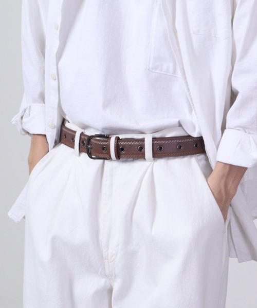GLOBE SELECT(グローブセレクト)の「ハトメシングルピンベルト(ベルト・メンズ・ブラウン/ホワイト/ブラック/ネイビー・FREE)」の4枚目の写真