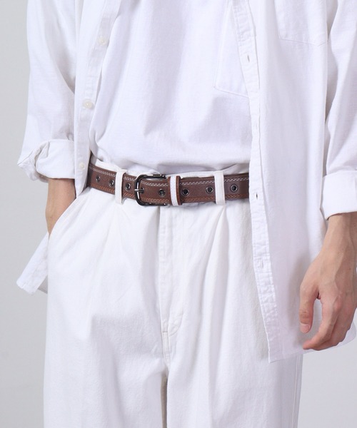GLOBE SELECT(グローブセレクト)の「ハトメシングルピンベルト(ベルト・メンズ・ブラウン/ホワイト/ブラック/ネイビー・FREE)」の5枚目の写真