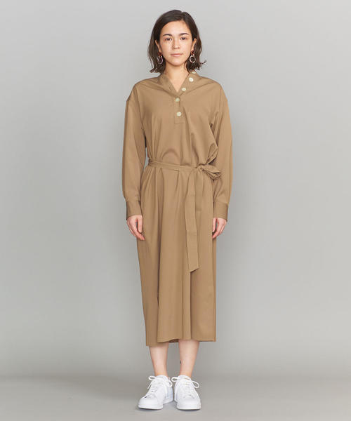 BEAUTY&YOUTH UNITED ARROWS（ビューティーアンドユースユナイテッドアローズ）の「BY スキッパースタンドカラーシャツワンピース ◆（ワンピース・レディース・ベージュ/オリーブ・MEDIUM/SMALL）」の6枚目の写真