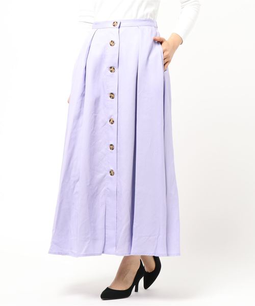 Editt by YECCA VECCA（エディットバイイェッカヴェッカ）の「P.テンセル釦フレアスカート（スカート・レディース・カーキ/ラベンダー/ライトベージュ・FREE）」の3枚目の写真