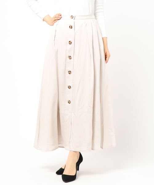 Editt by YECCA VECCA（エディットバイイェッカヴェッカ）の「P.テンセル釦フレアスカート（スカート・レディース・カーキ/ラベンダー/ライトベージュ・FREE）」の6枚目の写真