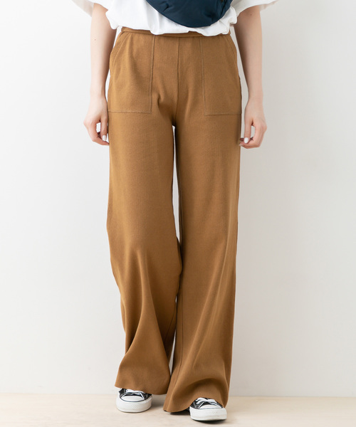 URBAN RESEARCH Sonny Label(アーバンリサーチサニーレーベル)の「リブカットワイドストレートパンツ(その他パンツ・レディース・ブラック/カーキ/キャメル・FREE)」の3枚目の写真