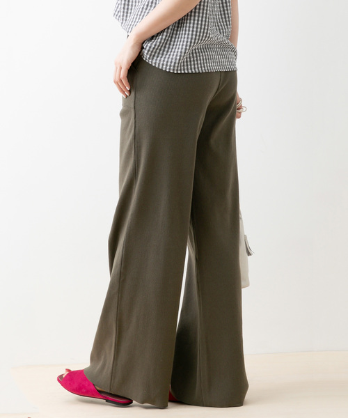 URBAN RESEARCH Sonny Label(アーバンリサーチサニーレーベル)の「リブカットワイドストレートパンツ(その他パンツ・レディース・ブラック/カーキ/キャメル・FREE)」の1枚目の写真