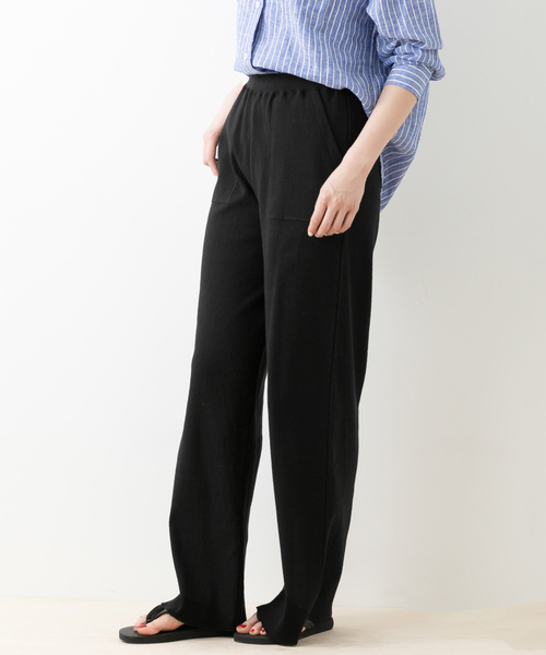 URBAN RESEARCH Sonny Label(アーバンリサーチサニーレーベル)の「リブカットワイドストレートパンツ(その他パンツ・レディース・ブラック/カーキ/キャメル・FREE)」の5枚目の写真