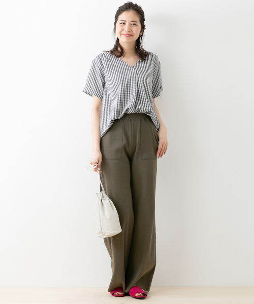 URBAN RESEARCH Sonny Label(アーバンリサーチサニーレーベル)の「リブカットワイドストレートパンツ(その他パンツ・レディース・ブラック/カーキ/キャメル・FREE)」の8枚目の写真