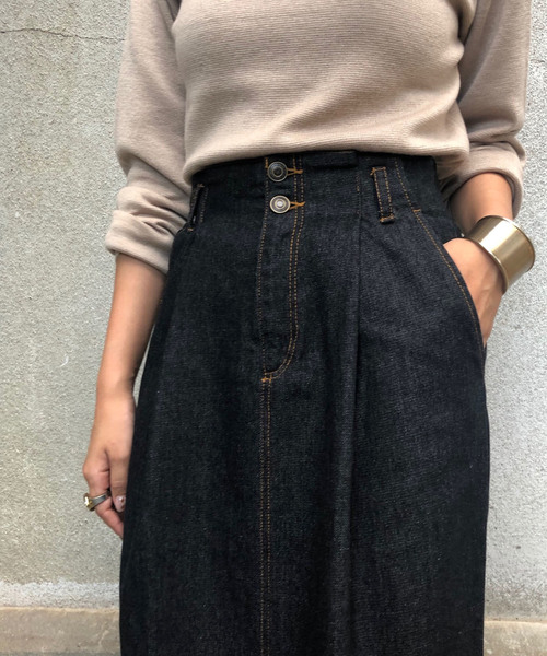 &g'aime（アンジェム）の「【&g'aime】デニムタイトロングスカート（スカート・レディース・ブラック/ブルー・FREE）」の6枚目の写真
