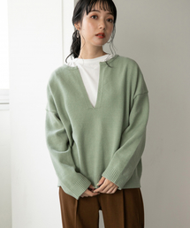 LOWRYS FARM | スリットＶニットプルオーバー　852006(ニット/セーター)