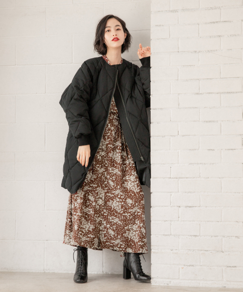 LOWRYS FARM（ローリーズファーム）の「ナカワタキルティングコート 844260（ブルゾン・レディース・ブラック/カーキ/オレンジ・FREE）」の12枚目の写真