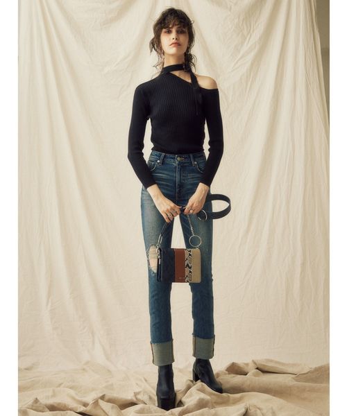 EVRIS（エヴリス）の「パイソンブロッキングスクエアショルダーBAG（ショルダーバッグ・レディース・ブルー/ブラウン・FREE）」の7枚目の写真