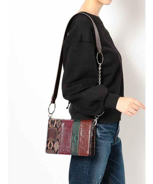 EVRIS（エヴリス）の「パイソンブロッキングスクエアショルダーBAG（ショルダーバッグ・レディース・ブルー/ブラウン・FREE）」の8枚目の写真