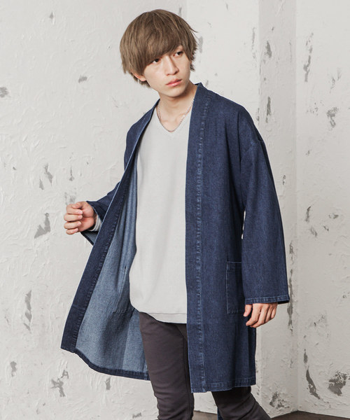 MinoriTY(マイノリティ)の「【2019秋冬新作】デニムサムエガウンコート アウター(その他アウター)」|インディゴブルー