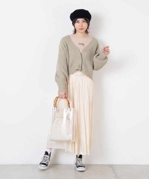 WEGO（ウィゴー）の「WEGO/【2点セット】バンブーハンドルクリアトートバッグ（トートバッグ・レディース・ブラウン/ホワイト系その他・FREE）」の3枚目の写真