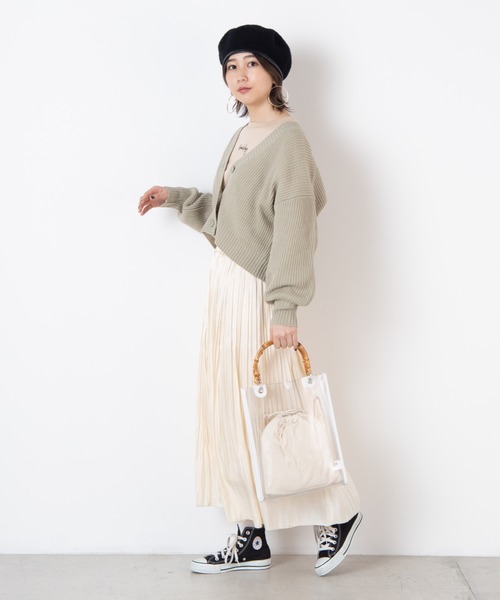 WEGO（ウィゴー）の「WEGO/【2点セット】バンブーハンドルクリアトートバッグ（トートバッグ・レディース・ブラウン/ホワイト系その他・FREE）」の4枚目の写真