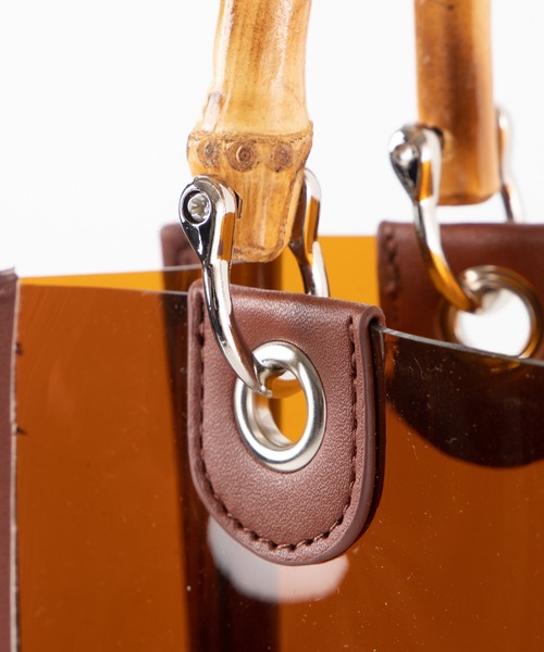 WEGO（ウィゴー）の「WEGO/【2点セット】バンブーハンドルクリアトートバッグ（トートバッグ・レディース・ブラウン/ホワイト系その他・FREE）」の7枚目の写真