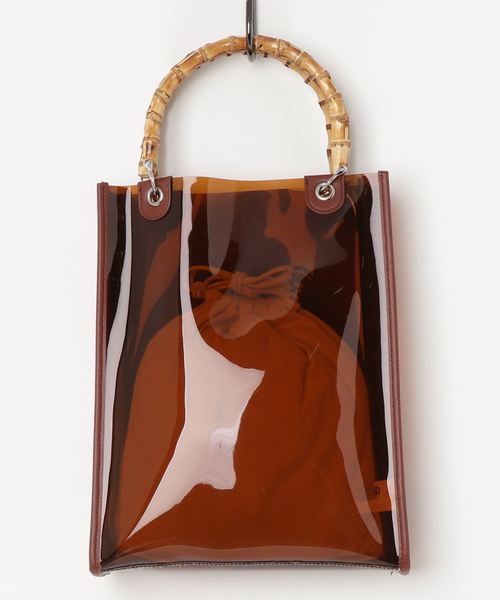 WEGO（ウィゴー）の「WEGO/【2点セット】バンブーハンドルクリアトートバッグ（トートバッグ・レディース・ブラウン/ホワイト系その他・FREE）」の6枚目の写真