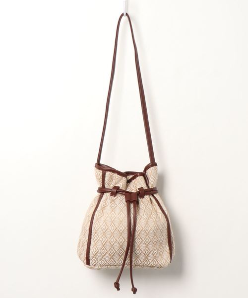 KOBE LETTUCE（コウベレタス）の「ナチュラルパターン巾着バッグ（ハンドバッグ・レディース・ブラウン/ブラック・FREE）」の7枚目の写真