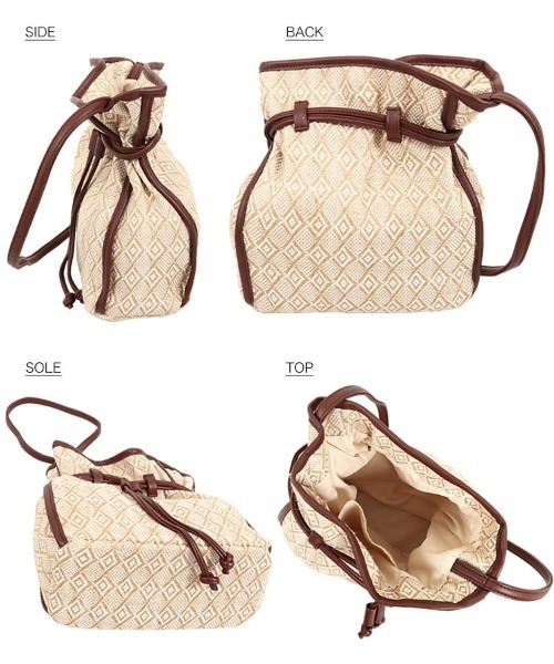 KOBE LETTUCE（コウベレタス）の「ナチュラルパターン巾着バッグ（ハンドバッグ・レディース・ブラウン/ブラック・FREE）」の8枚目の写真