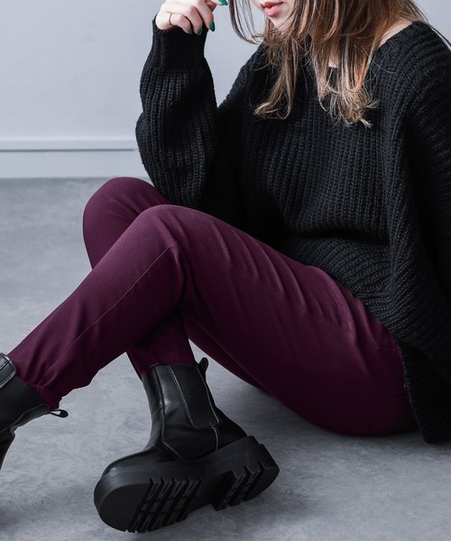 n'OrLABEL（ノアールレーベル）の「『裏起毛フレキシンストレッチパンツ』（その他パンツ・レディース・ダークパープル/チョコ/チャコール/カーキ/ダークネイビー/ブラック/ブルーグリーン/レッド系その他・M/3L/S/LL/L）」の22枚目の写真