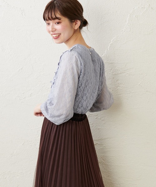 natural couture（ナチュラルクチュール）の「総レースきれいめニットプルオーバー（ニット/セーター・レディース・ベージュ/ブラウン/サックスブルー/アイボリー・FREE）」の17枚目の写真